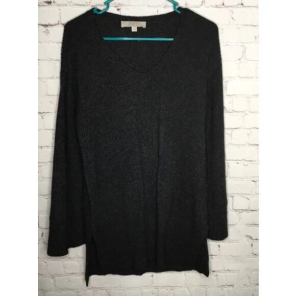 Loft Sweater‎ Women Size Small Black Tunic Long Sleeve Rib Knit V-Neck Pullover - Picture 1 of 12